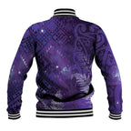Aotearoa Taniko Matariki Baseball Jacket Cosmic Violet