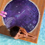 Aotearoa Taniko Matariki Beach Blanket Cosmic Violet