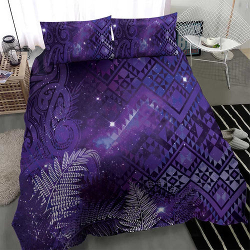 Aotearoa Taniko Matariki Bedding Set Cosmic Violet