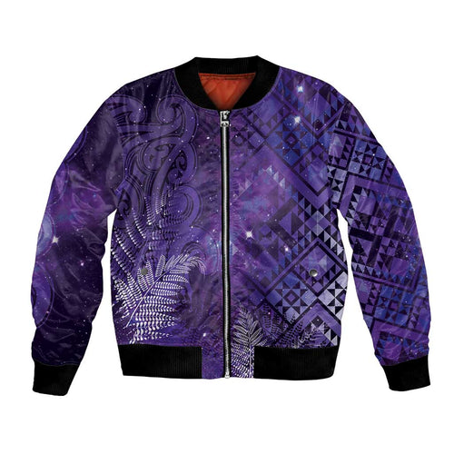 Aotearoa Taniko Matariki Bomber Jacket Cosmic Violet