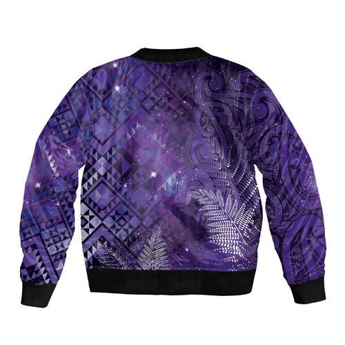 Aotearoa Taniko Matariki Bomber Jacket Cosmic Violet