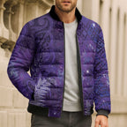Aotearoa Taniko Matariki Bomber Puffer Jacket Cosmic Violet