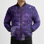 Aotearoa Taniko Matariki Bomber Puffer Jacket Cosmic Violet