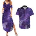 Aotearoa Taniko Matariki Couples Matching Summer Maxi Dress and Hawaiian Shirt Cosmic Violet