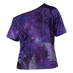 Aotearoa Taniko Matariki Cross Shoulder Shirt Cosmic Violet