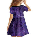 Aotearoa Taniko Matariki Family Matching Mermaid Dress and Hawaiian Shirt Cosmic Violet