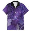Aotearoa Taniko Matariki Family Matching Off The Shoulder Long Sleeve Dress and Hawaiian Shirt Cosmic Violet