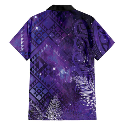 Aotearoa Taniko Matariki Family Matching Off The Shoulder Long Sleeve Dress and Hawaiian Shirt Cosmic Violet