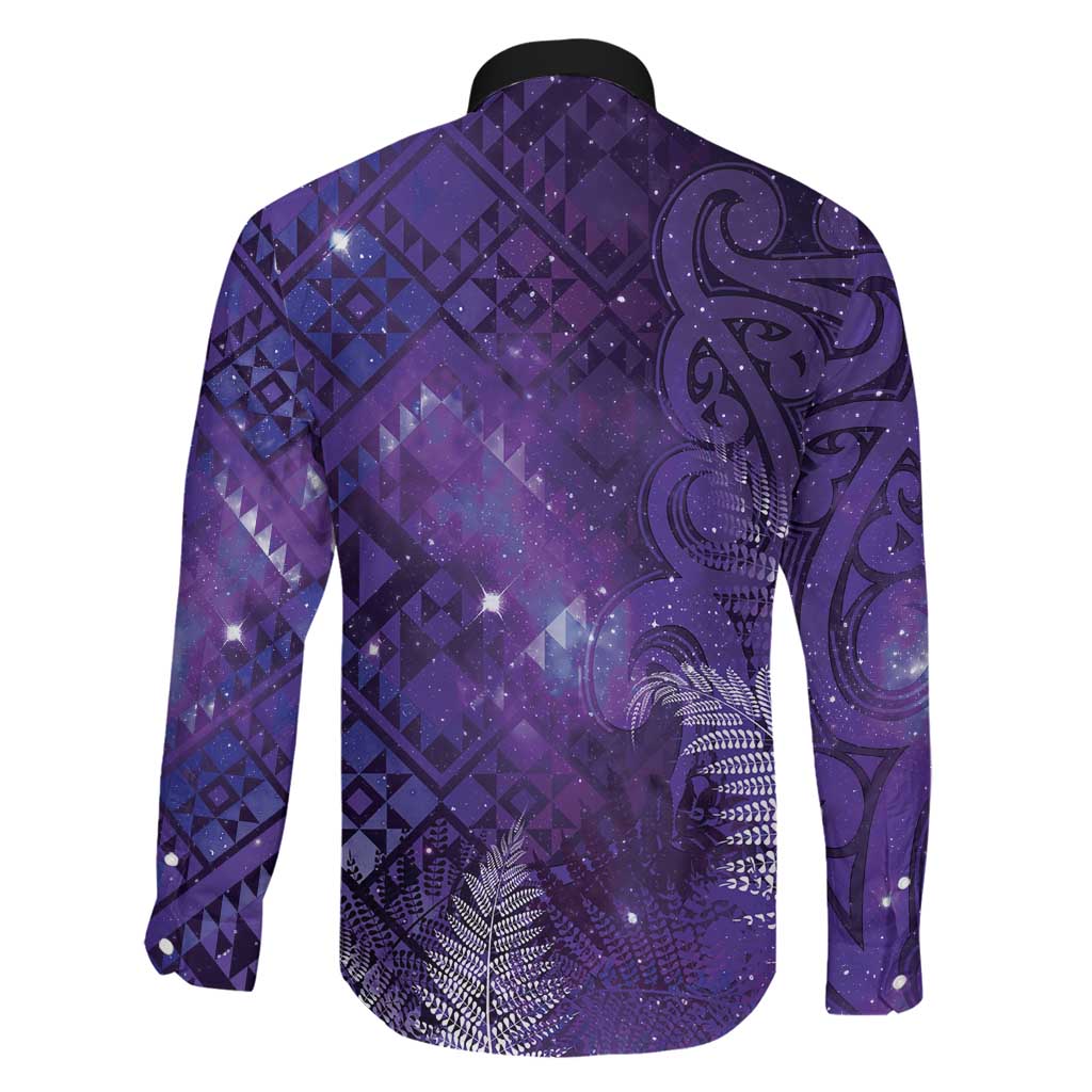 Aotearoa Taniko Matariki Family Matching Short Sleeve Bodycon Dress and Hawaiian Shirt Cosmic Violet