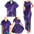 Aotearoa Taniko Matariki Family Matching Tank Maxi Dress and Hawaiian Shirt Cosmic Violet