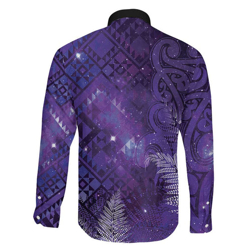 Aotearoa Taniko Matariki Family Matching Tank Maxi Dress and Hawaiian Shirt Cosmic Violet