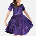 Aotearoa Taniko Matariki Kid Short Sleeve Dress Cosmic Violet