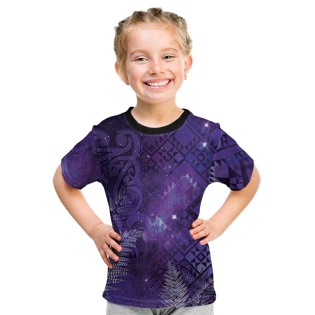 Aotearoa Taniko Matariki Kid T Shirt Cosmic Violet