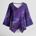 Aotearoa Taniko Matariki Kimono Sleeve Blouse Cosmic Violet