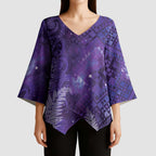 Aotearoa Taniko Matariki Kimono Sleeve Blouse Cosmic Violet