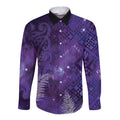 Aotearoa Taniko Matariki Long Sleeve Button Shirt Cosmic Violet
