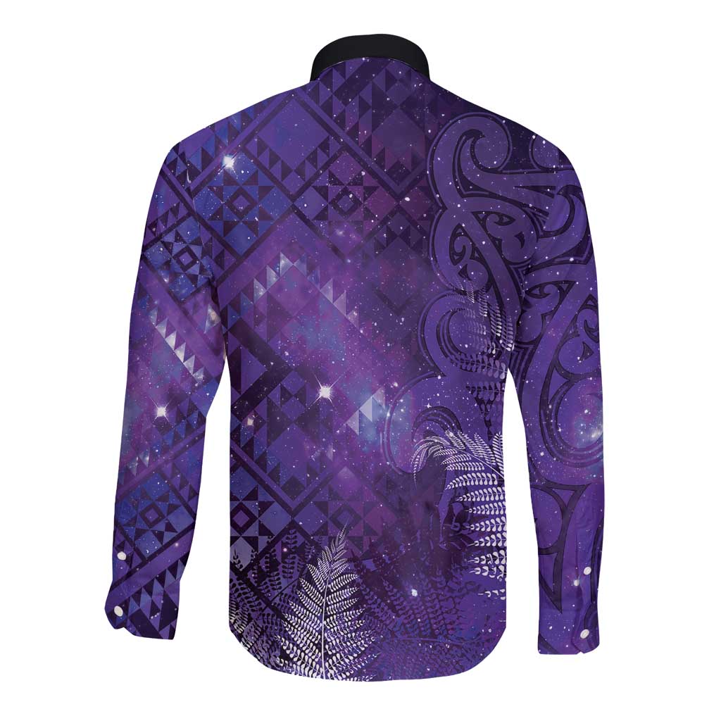 Aotearoa Taniko Matariki Long Sleeve Button Shirt Cosmic Violet