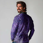 Aotearoa Taniko Matariki Long Sleeve Polo Shirt Cosmic Violet
