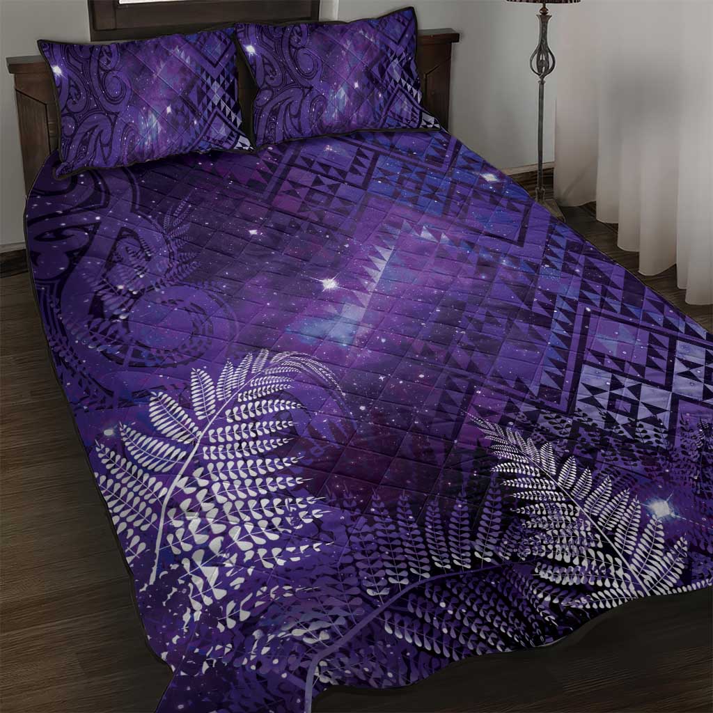 Aotearoa Taniko Matariki Quilt Bed Set Cosmic Violet