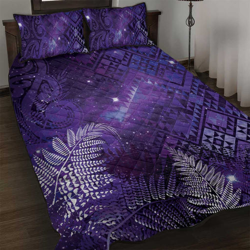 Aotearoa Taniko Matariki Quilt Bed Set Cosmic Violet