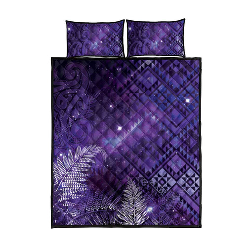 Aotearoa Taniko Matariki Quilt Bed Set Cosmic Violet
