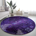 Aotearoa Taniko Matariki Round Carpet Cosmic Violet