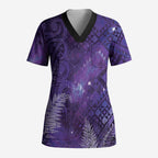 Aotearoa Taniko Matariki Scrub Top Cosmic Violet