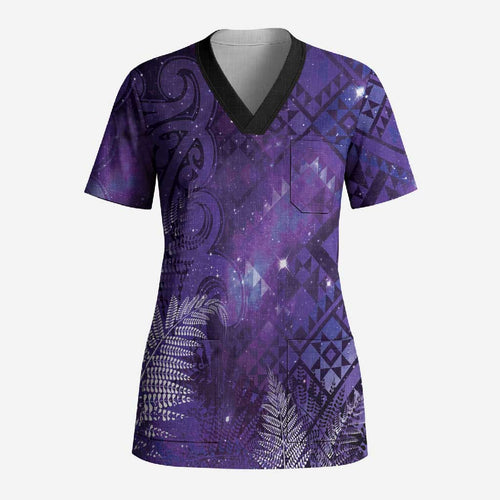 Aotearoa Taniko Matariki Scrub Top Cosmic Violet