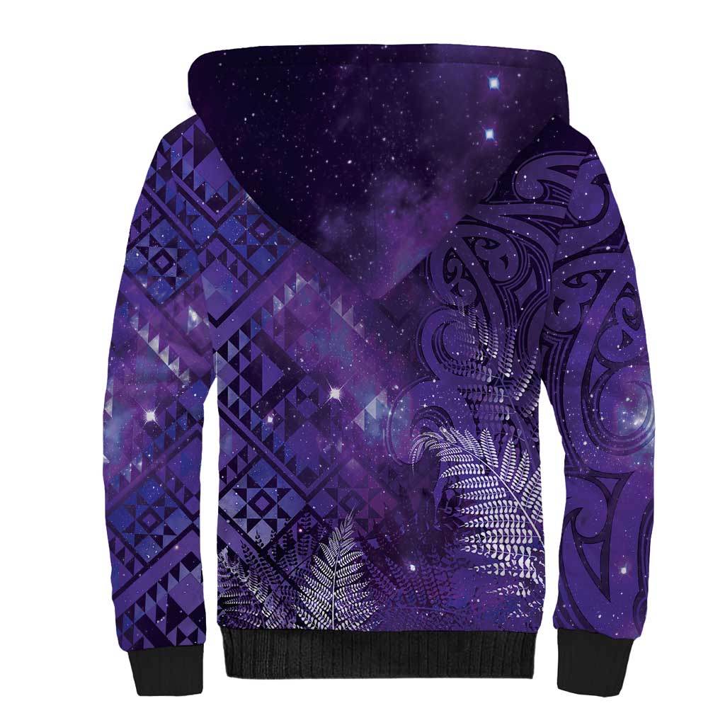Aotearoa Taniko Matariki Sherpa Hoodie Cosmic Violet
