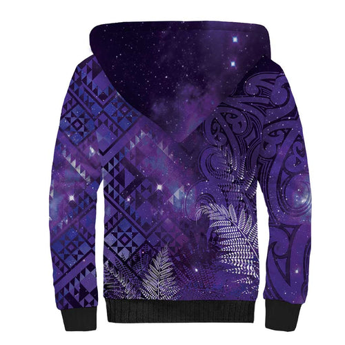 Aotearoa Taniko Matariki Sherpa Hoodie Cosmic Violet