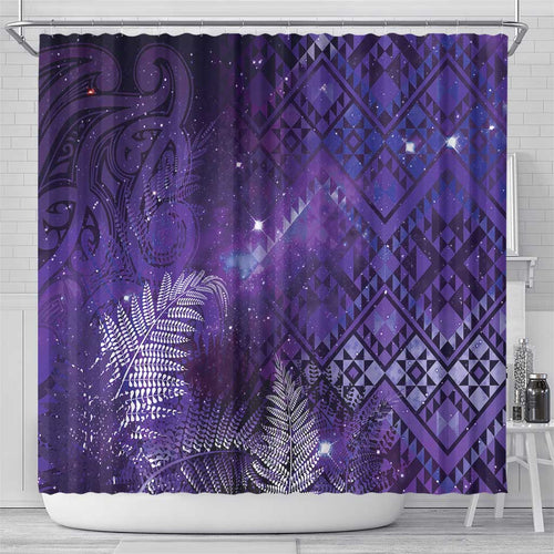 Aotearoa Taniko Matariki Shower Curtain Cosmic Violet