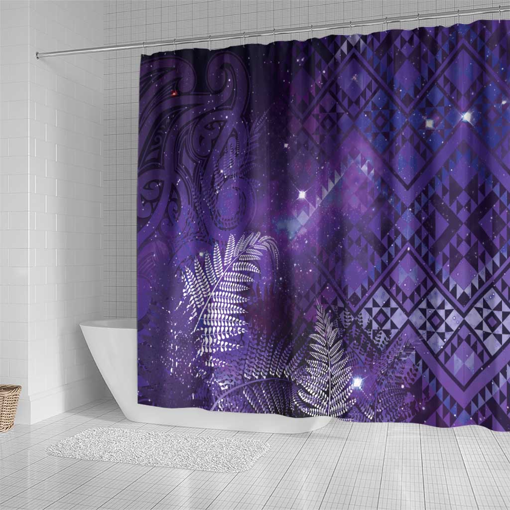 Aotearoa Taniko Matariki Shower Curtain Cosmic Violet