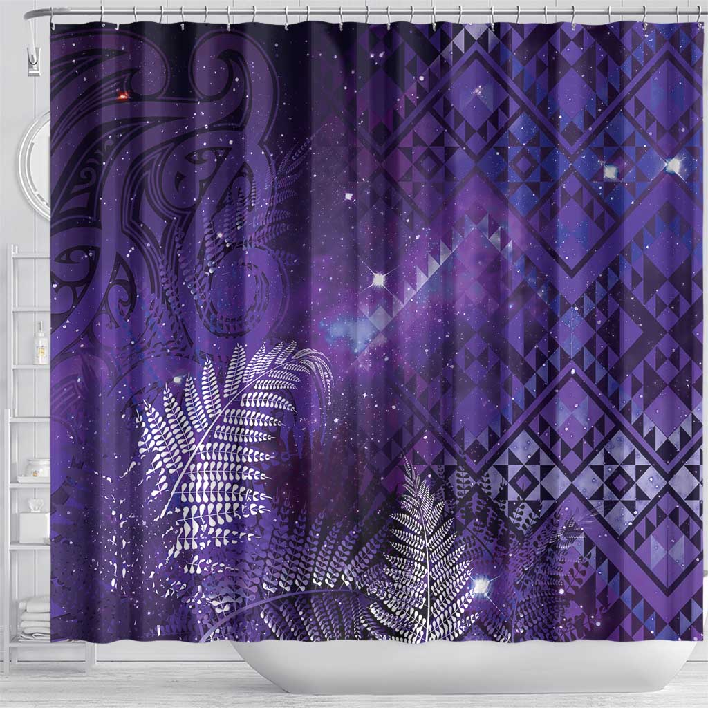 Aotearoa Taniko Matariki Shower Curtain Cosmic Violet