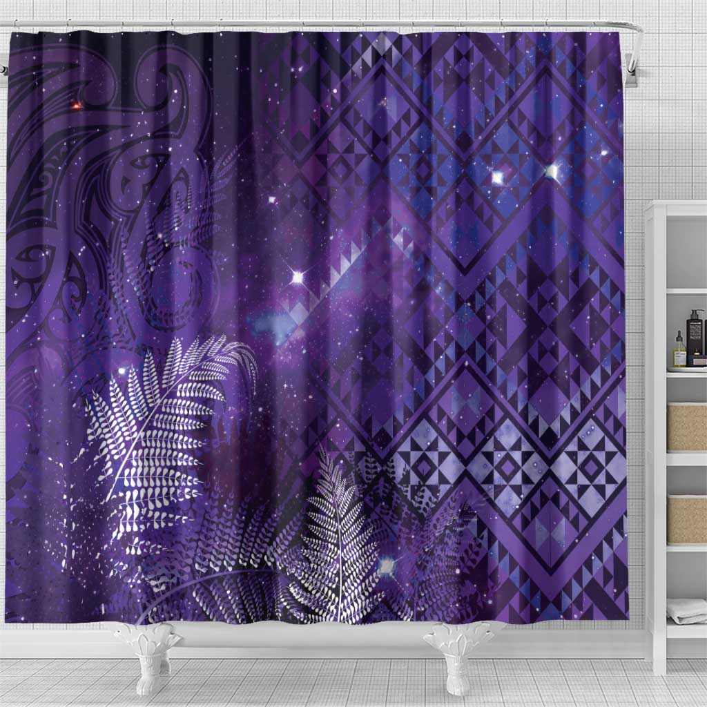 Aotearoa Taniko Matariki Shower Curtain Cosmic Violet