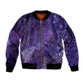Aotearoa Taniko Matariki Sleeve Zip Bomber Jacket Cosmic Violet