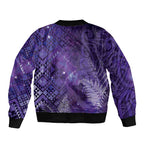 Aotearoa Taniko Matariki Sleeve Zip Bomber Jacket Cosmic Violet