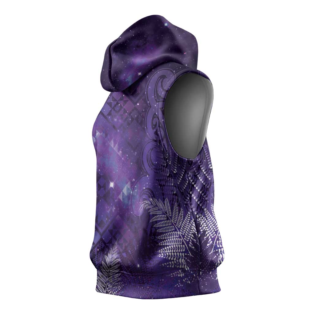 Aotearoa Taniko Matariki Sleeveless Hoodie Cosmic Violet