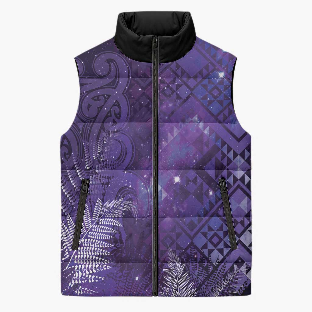 Aotearoa Taniko Matariki Sleeveless Puffer Jacket Cosmic Violet