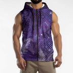 Aotearoa Taniko Matariki Sleeveless Zip Hoodie Cosmic Violet