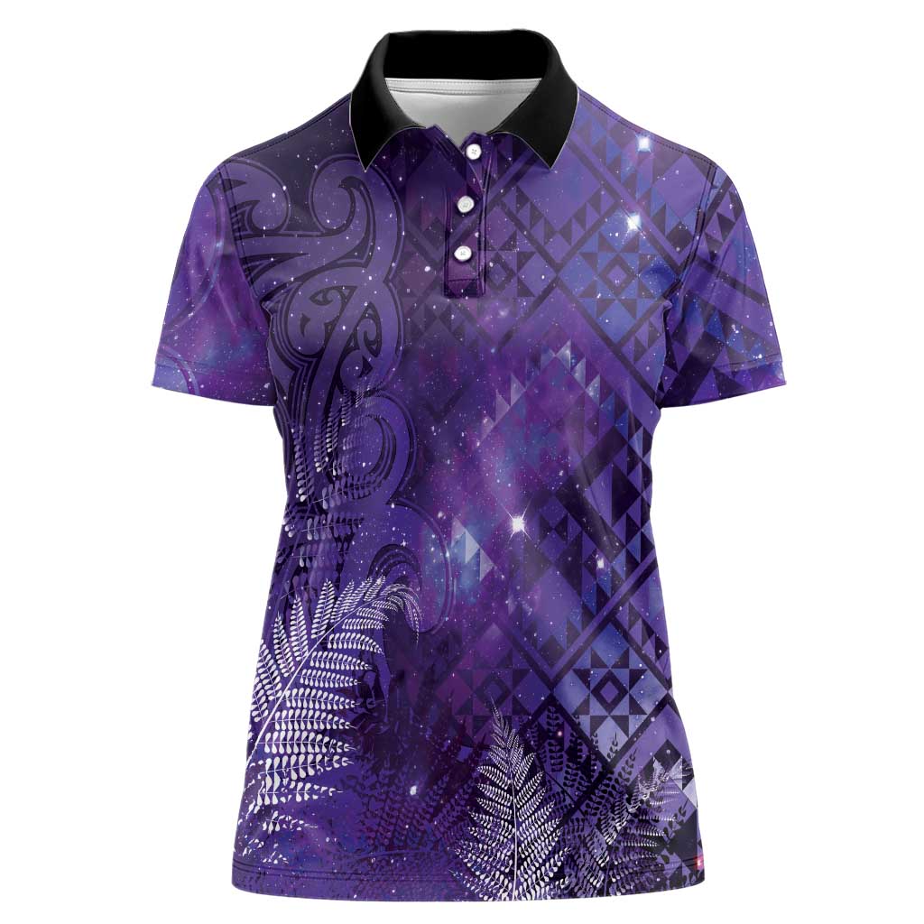 Aotearoa Taniko Matariki Women Polo Shirt Cosmic Violet