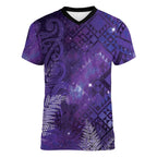 Aotearoa Taniko Matariki Women V-Neck T-Shirt Cosmic Violet