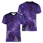Aotearoa Taniko Matariki Women V-Neck T-Shirt Cosmic Violet