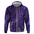 Aotearoa Taniko Matariki Zip Hoodie Cosmic Violet