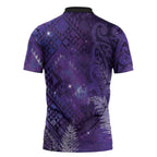 Aotearoa Taniko Matariki Zipper Polo Shirt Cosmic Violet
