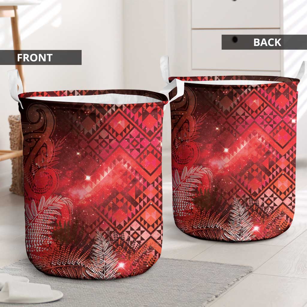 Aotearoa Taniko Matariki Laundry Basket Cosmic Red