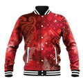 Aotearoa Taniko Matariki Baseball Jacket Cosmic Red