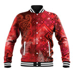 Aotearoa Taniko Matariki Baseball Jacket Cosmic Red