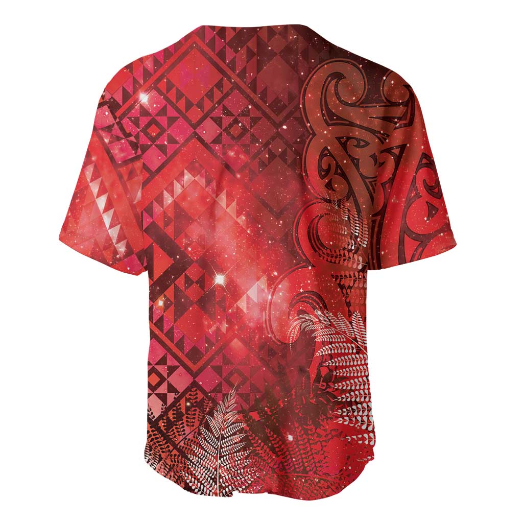 Aotearoa Taniko Matariki Baseball Jersey Cosmic Red