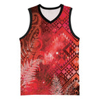 Aotearoa Taniko Matariki Basketball Jersey Cosmic Red