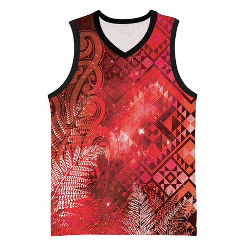 Aotearoa Taniko Matariki Basketball Jersey Cosmic Red